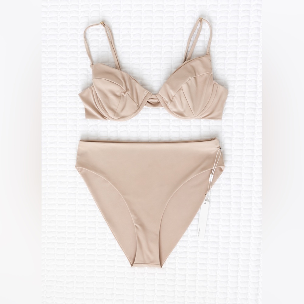 MYRASWIM Minimalist Bikini Set Ivory Size Medium High Cut NWT